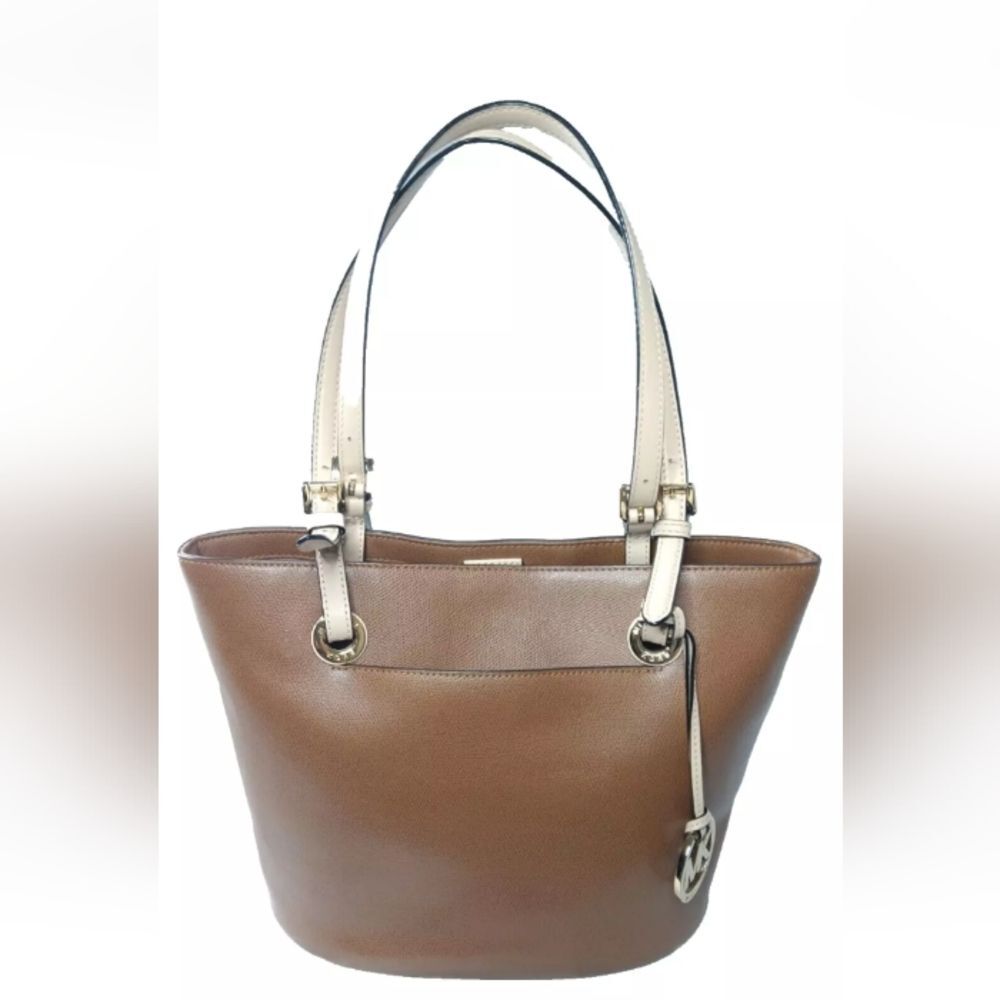 Michael Kors Jet Set Leather Tote Bag Medium Luggage Brown Handbag - Picture 3 of 12